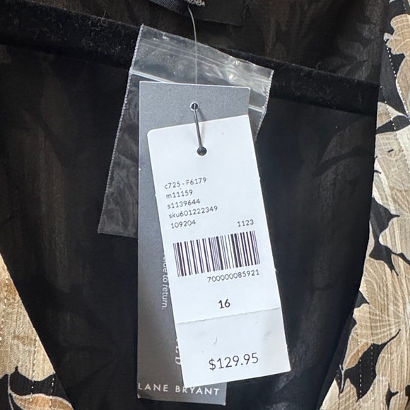 Lane Bryant Black, Cream with a touch of sparkle Floral Holidays Dress. - Picture 5 of 5